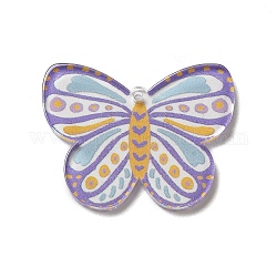 Printed Acrylic Pendants, Butterfly, Medium Purple, 27x35x2mm, Hole: 1.6mm