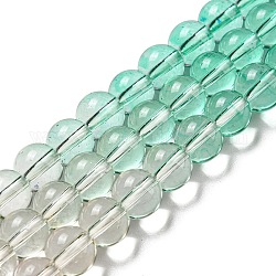 Brins de perles de quartz synthétiques teints et chauffés, perles rondes de couleur dégradée, verte, 8mm, Trou: 1mm, Environ 55~56 pcs/chapelet, 15.55''~15.75'' (39.5~40 cm)