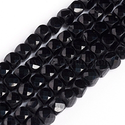 Abalorios negras naturales espinela hebras, facetados, cubo, 4~5x4~5x4~5mm, agujero: 0.7 mm, aproximamente 72~76 pcs / cadena, 15.55 pulgada (39.5 cm)