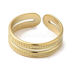 304 Stainless Steel Open Cuff Rings, Double Line, Golden, Inner Diameter: 17.4mm