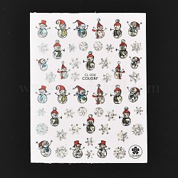 Weihnachtsthema selbstklebende Nail Art Sticker, DIY Nagelkunstdekoration, Schneemann-Muster, 10.2x8 cm