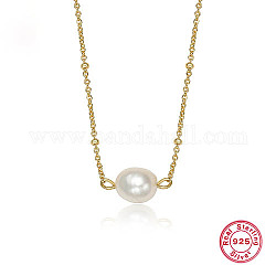 925 ожерелье из стерлингового серебра с жемчужными подвесками, ожерелья-цепочки-спутники, реальный 18k позолоченный, 15.75 дюйм (40 см)