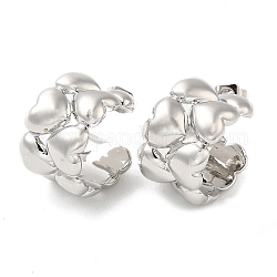 Латунные серьги-гвоздики в форме сердца, серьги-кольца для женщин, платина, 16.5x11.5 мм