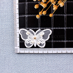 Fibre de couture de broderie de dentelle, accessoires de vêtement diy, papillon, blanc, 40x70mm