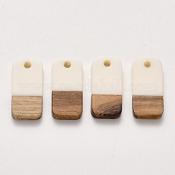 Pendentifs en bois de résine et de noyer, ciré, rectangle, linge, 20.5x10x3~4mm, Trou: 2mm