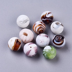 Perles vernissées manuelles, ronde, couleur mixte, 14mm, Trou: 1~2mm