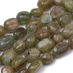 Natürlichen grünen Quarzperlen Stränge, Nuggets, getrommelt Stein, 8~10x8~9x5.5~6 mm, Bohrung: 0.5 mm, ca. 43 Stk. / Strang, 15.55 Zoll (39.5 cm)