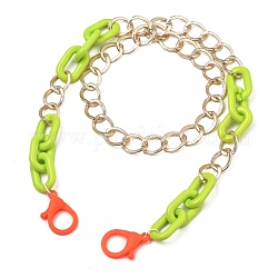 Personalized Aluminium & Acrylic Chain Necklaces, Eyeglass Chains, Handbag Chains, with Plastic Lobster Claw Clasps, Yellow Green, 32.48 inch(82.5cm)