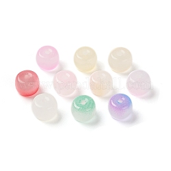 Perles en verre opaque peintes par pulvérisation, plat rond, couleur mixte, 8x6.5mm, Trou: 1.6mm