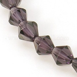 Glass Beads Strands, Faceted, Bicone, Violet, about 6mm in diameter, hole: about 0.5mm, 55~60pcs/strand