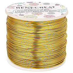 Benecreat 18 Gauge (1 mm) Aluminiumdraht 492 Fuß (150 m) eloxiertes Schmuckhandwerk, das Perlen mit blumigem farbigem Aluminium-Basteldraht herstellt - hellgold