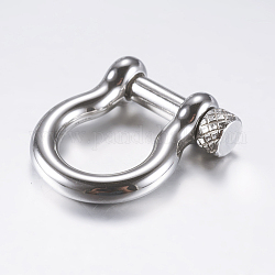 304 Edelstahl-D-Ring-Ankerschäkelverschlüsse, für Armbänder machen, Edelstahl Farbe, 25x22x7 mm, Bohrung: 12x15 mm