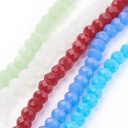 Glass Beads Strands, Imitation Jade Beads, Faceted, Rondelle, Mixed Color, 4x3mm, Hole: 1mm, about 140~145pcs/strand, 18.9 inch
