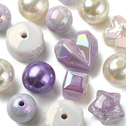 Perles acryliques, formes mixtes, violet, 8~51x8~51x6~27.5mm, Trou: 1.8~3.8mm