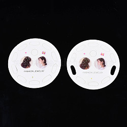 Mini-Haarklammern-Anzeigekarten, Flache Runde mit Mädchen Muster, Perle rosa, 6.5x0.06 cm