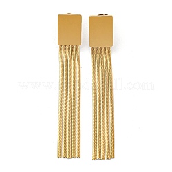 Orecchini pendenti in acciaio inossidabile con placcatura sotto vuoto dorata 304, orecchini con nappe a catena, rettangolo, 62x9.5mm