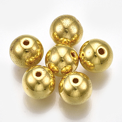 Abalorios de plástico CCB, redondo, dorado, 9.5~10x8.5~9mm, agujero: 1.5 mm