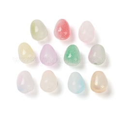 Opaque Spray Painted Glass Beads, Teardrop, Mixed Color, 10x8.5mm, Hole: 1.8mm