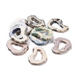 Perles de résine semi-percées, pour les pendentifs font, tranches de pierres précieuses imitation, couleur mixte, 43x35x4mm, demi-trou: 1 mm