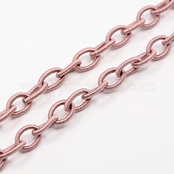 Handmade Nylon Cable Chains Loop, Oval, Old Rose, 8~9x11~13x2mm, about 85cm/strand, 33.5 inch