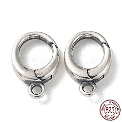 925 пружинное кольцо из таиландского серебра, круглые застежки в тибетском стиле, с 925 маркой, античное серебро, 12x8x2.5 мм, отверстие : 1.4 мм