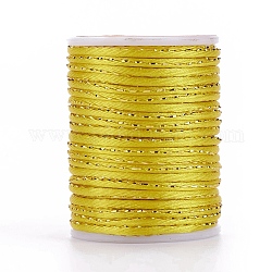 Polyesterschnur, kantille, mit goldmetallischer Schnur, chinesische knotenkordel, Gelb, 1.5 mm, ca. 4.37 Yard (4m)/Rolle
