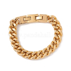 Ion Plating(IP) 304 Stainless Steel Chunky Curb Chains Bracelet for Men Women, Golden, 9 inch(22.8cm)