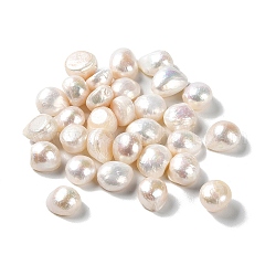 Perlas naturales abalorios de agua dulce cultivadas, dos lados pulidos, ningún agujero, oval, aaa grado, whitesmoke, 10~14x10~12x6~8mm