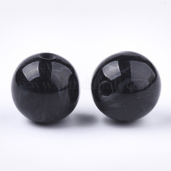 Perles en résine, pierre d'imitation, ronde, noir, 16~16.5mm, Trou: 3.5mm