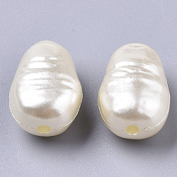 Abs imitazione perla perline acriliche, ovale, bianco floreale, 15x10.5x8mm, Foro: 1.8 mm