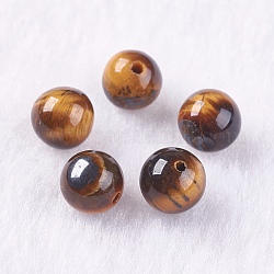 Natürlichen Tigerauge Perlen, Hälfte gebohrt, Runde, 6 mm, Bohrung: 1 mm