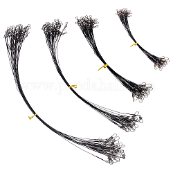 SUPERFINDINGS 100pcs 4 Sizes Black Steel Fishing Wire Leaders Fishing Line Wire Leaders with Swivels and Snaps for Pike