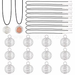 Sunnyclue Halsketten mit runden Drahtanhängern zum Selbermachen, inklusive runder Eisendrahtanhänger, gewachsten Baumwollkordel bildende Halskette, Platin Farbe, anhänger: 40 teile / satz