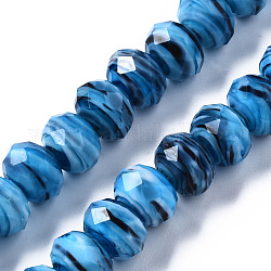 Chapelets de perles vernissées manuelles, abaque, facette, Dodger bleu, 11.5x8.5mm, Trou: 1.5mm, Environ 45 pcs/chapelet, 15.16 pouce (38.5 cm)