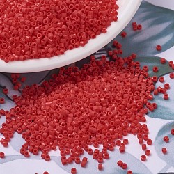 Perles miyuki delica, cylindre, Perles de rocaille japonais, 11/0, (db0727) rouge vermillon opaque, 1.3x1.6mm, Trou: 0.8mm, à propos 2000pcs / bouteille, 10 g / bouteille