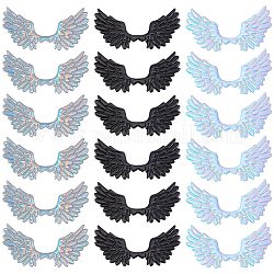 AHANDMAKER 60 Pcs 2.7inch Laser Angel Wing Shape Applique Patches, 3 Colors Iron On Patches Wing Embossed Applique, Mini Angel Wing Ornament Accessories for Sewing Prom Dress Clothes Jeans Pants Shoes