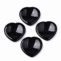 Pierre d'inquiétude de pouce d'obsidienne naturelle, pierres de paume de poche, pour guérir le soulagement du stress reiki, forme de coeur, 39~40x39~40x5~6mm