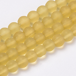 Fili di perline do vetro trasparente, smerigliato, tondo, verga d'oro pallido, 10mm, Foro: 1.5 mm, circa 33pcs/filo, 12.9 pollice