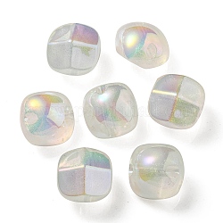 Placage uv perles acryliques transparentes lumineuses, brillent dans le noir, demi-rond, miellat, 19x19x15mm, Trou: 3.5mm