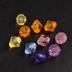 Faceted Bicone Transparent Acrylic Beads, Dyed, Mixed Color, 10mm, Hole: 1.5mm, about 1000pcs/500g