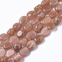 Natürliche sunstone Perlen Stränge, getrommelt Stein, Nuggets, 7~10x7~10x3~8 mm, Bohrung: 1 mm, ca. 42~46 Stk. / Strang, 15.75 Zoll (40 cm)