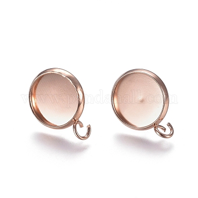 Montature per orecchini a bottone in acciaio inossidabile 304&nbsp;STAS-E484-64A-RG-1