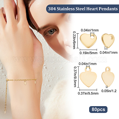 40-80PCS Valentine's Day Heart Charms for Jewelry Making 80PCS