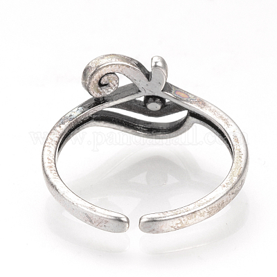 調整可能真鍮製カフ指輪 ホルスの目 サイズ7 アンティークシルバー