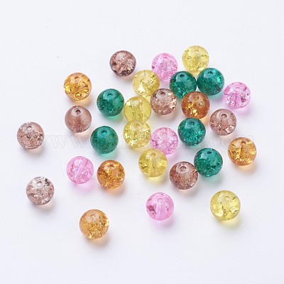 Peinture cuite perles de verre craquelées&nbsp;DGLA-X0006-8mm-08-1
