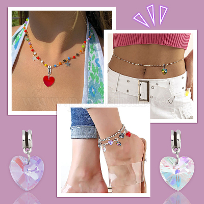 50pcs Necklace Pendant Love Heart Bracelet Jewelry Making Charms