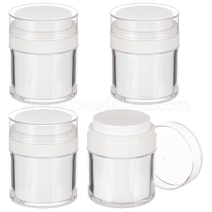 BENECREAT 4pcs 50ml White Acrylic Airless Pump Jars MRMJ-WH0083-01-1