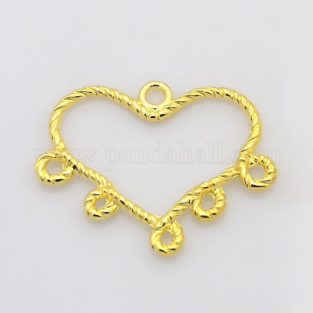 Tibetan Style Heart Ring Chandelier Components TIBEP-EA192Y-G-FF-1