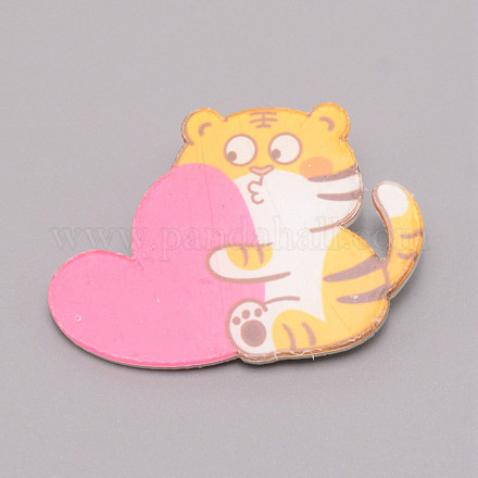 Tiger with Heart Chinese Zodiac Acrylic Brooch JEWB-WH0022-04-1