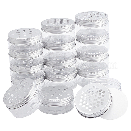PH PandaHall 15pcs 3 Styles Plastic Tins 2.7 Ounce Empty Storage Containers with Aluminium Hollow Lids 80ml Screw Lid Round Jars Sample for Aromatherapy Air Freshener Candles Travel Storage MRMJ-PH0001-74B-1